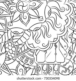 Seamless mehndi vector pattern. Hand-made illustration. Black and white binary pattern, monochrome doodle texture.