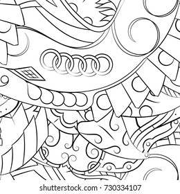Seamless mehndi vector pattern. Hand-made illustration. Black and white binary pattern, monochrome doodle texture.