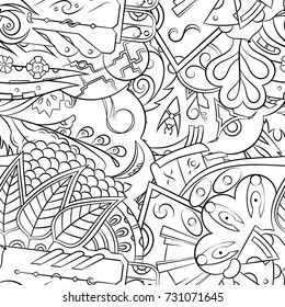 Seamless mehndi vector pattern. Hand-made illustration. Black and white binary pattern, monochrome doodle texture.