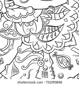 Seamless mehndi vector pattern. Hand-made illustration. Black and white binary pattern, monochrome doodle texture.