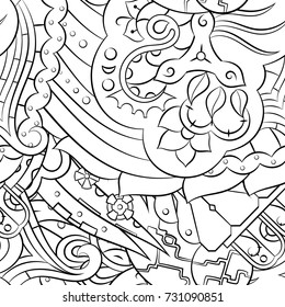 Seamless mehndi vector pattern. Hand-made illustration. Black and white binary pattern, monochrome doodle texture.