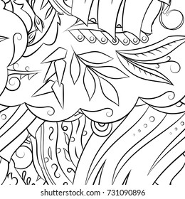 Seamless mehndi vector pattern. Hand-made illustration. Black and white binary pattern, monochrome doodle texture.
