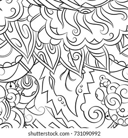 Seamless mehndi vector pattern. Hand-made illustration. Black and white binary pattern, monochrome doodle texture.