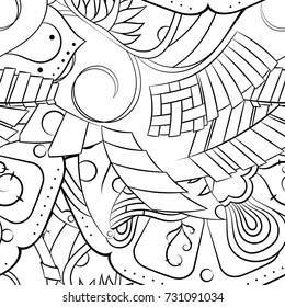 Seamless mehndi vector pattern. Hand-made illustration. Black and white binary pattern, monochrome doodle texture.