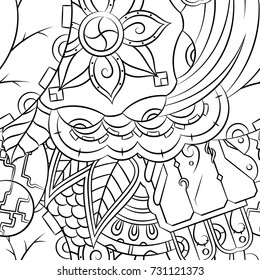 Seamless mehndi vector pattern. Hand-made illustration. Black and white binary pattern, monochrome doodle texture.