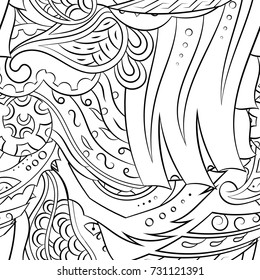 Seamless mehndi vector pattern. Hand-made illustration. Black and white binary pattern, monochrome doodle texture.