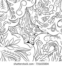 Seamless mehndi vector pattern. Hand-made illustration. Black and white binary pattern, monochrome doodle texture.
