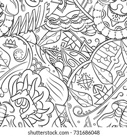 Seamless mehndi vector pattern. Hand-made illustration. Black and white binary pattern, monochrome doodle texture.