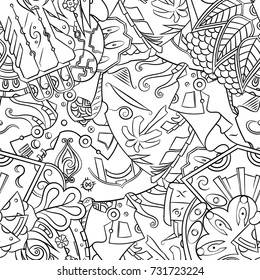 Seamless mehndi vector pattern. Hand-made illustration. Black and white binary pattern, monochrome doodle texture.