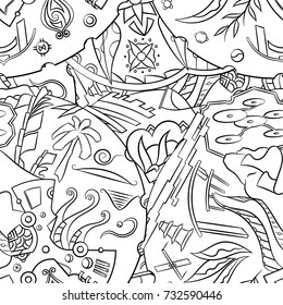 Seamless mehndi vector pattern. Hand-made illustration. Black and white binary pattern, monochrome doodle texture.