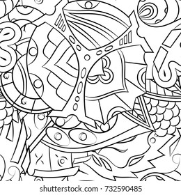 Seamless mehndi vector pattern. Hand-made illustration. Black and white binary pattern, monochrome doodle texture.