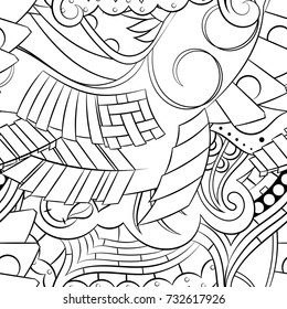 Seamless mehndi vector pattern. Hand-made illustration. Black and white binary pattern, monochrome doodle texture.