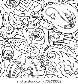 Seamless mehndi vector pattern. Hand-made illustration. Black and white binary pattern, monochrome doodle texture.