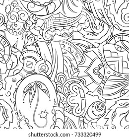 Seamless mehndi vector pattern. Hand-made illustration. Black and white binary pattern, monochrome doodle texture.