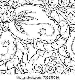 Seamless mehndi vector pattern. Hand-made illustration. Black and white binary pattern, monochrome doodle texture.