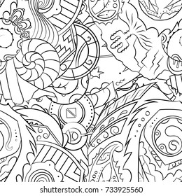 Seamless mehndi vector pattern. Hand-made illustration. Black and white binary pattern, monochrome doodle texture.