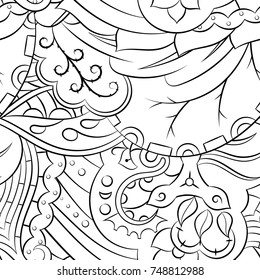 Seamless mehndi vector pattern. Hand-made illustration. Black and white binary pattern, monochrome doodle texture.