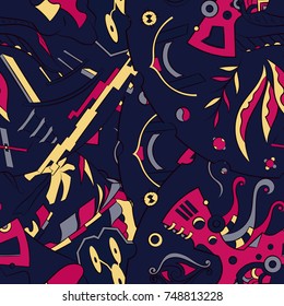 Seamless mehndi vector pattern. Hand-made ethnic illustration. Colorful doodle texture.