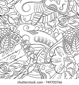 Seamless mehndi vector pattern. Hand-made illustration. Black and white binary pattern, monochrome doodle texture.