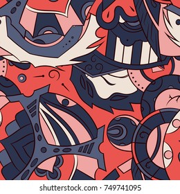 Seamless mehndi vector pattern. Hand-made ethnic illustration. Colorful doodle texture.