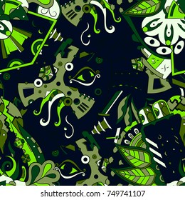 Seamless mehndi vector pattern. Hand-made ethnic illustration. Colorful doodle texture.