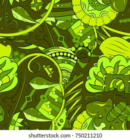 Seamless mehndi vector pattern. Hand-made ethnic illustration. Colorful doodle texture.