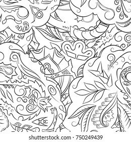 Seamless mehndi vector pattern. Hand-made illustration. Black and white binary pattern, monochrome doodle texture.