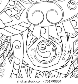 Seamless mehndi vector pattern. Hand-made illustration. Black and white binary pattern, monochrome doodle texture.