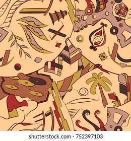 Seamless mehndi vector pattern. Hand-made ethnic illustration. Colorful doodle texture.