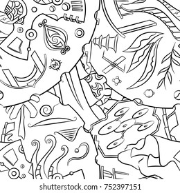 Seamless mehndi vector pattern. Hand-made illustration. Black and white binary pattern, monochrome doodle texture.