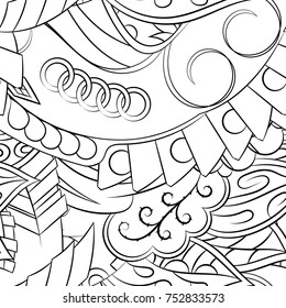 Seamless mehndi vector pattern. Hand-made illustration. Black and white binary pattern, monochrome doodle texture.