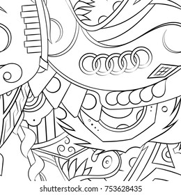 Seamless mehndi vector pattern. Hand-made illustration. Black and white binary pattern, monochrome doodle texture.