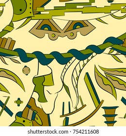 Seamless mehndi vector pattern. Hand-made ethnic illustration. Colorful doodle texture.