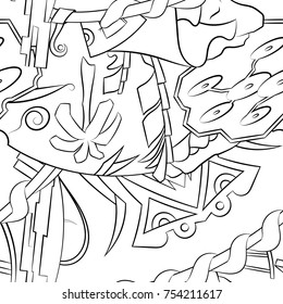Seamless mehndi vector pattern. Hand-made illustration. Black and white binary pattern, monochrome doodle texture.