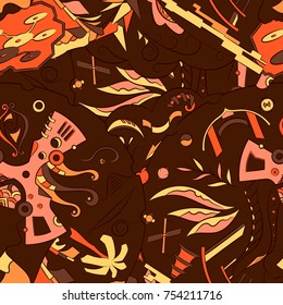 Seamless mehndi vector pattern. Hand-made ethnic illustration. Colorful doodle texture.