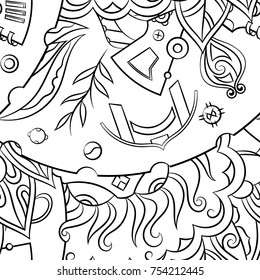 Seamless mehndi vector pattern. Hand-made illustration. Black and white binary pattern, monochrome doodle texture.
