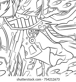 Seamless mehndi vector pattern. Hand-made illustration. Black and white binary pattern, monochrome doodle texture.