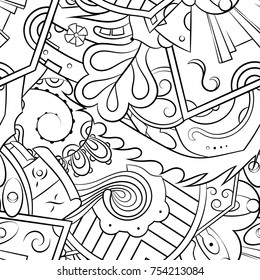 Seamless mehndi vector pattern. Hand-made illustration. Black and white binary pattern, monochrome doodle texture.