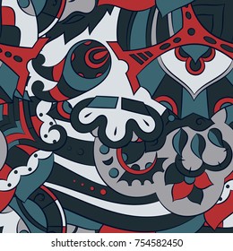 Seamless mehndi vector pattern. Hand-made ethnic illustration. Colorful doodle texture.