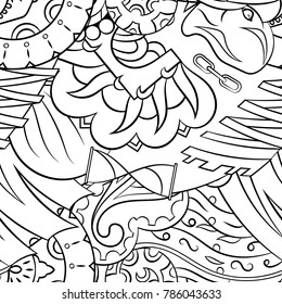 Seamless mehndi vector pattern. Hand-made illustration. Black and white binary pattern, monochrome doodle texture.