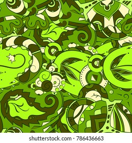 Seamless mehndi vector pattern. Hand-made ethnic illustration. Colorful doodle texture.