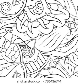 Seamless mehndi vector pattern. Hand-made illustration. Black and white binary pattern, monochrome doodle texture.