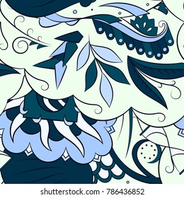 Seamless mehndi vector pattern. Hand-made ethnic illustration. Colorful doodle texture.