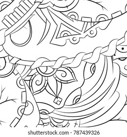 Seamless mehndi vector pattern. Hand-made illustration. Black and white binary pattern, monochrome doodle texture.