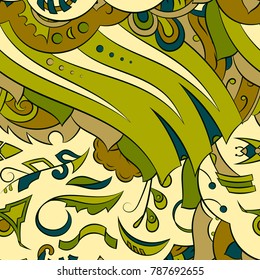 Seamless mehndi vector pattern. Hand-made ethnic illustration. Colorful doodle texture.