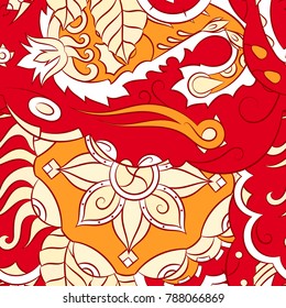 Seamless mehndi vector pattern. Hand-made ethnic illustration. Colorful doodle texture.