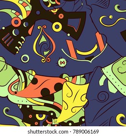 Seamless mehndi vector pattern. Hand-made ethnic illustration. Colorful doodle texture.