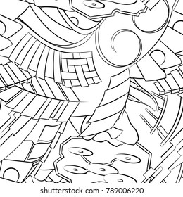 Seamless mehndi vector pattern. Hand-made illustration. Black and white binary pattern, monochrome doodle texture.