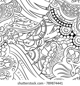 Seamless Mehndi Vector Pattern Handmade Illustration Stock Vector ...