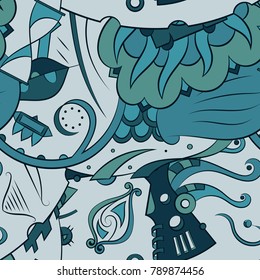 Seamless mehndi vector pattern. Hand-made ethnic illustration. Colorful doodle texture.